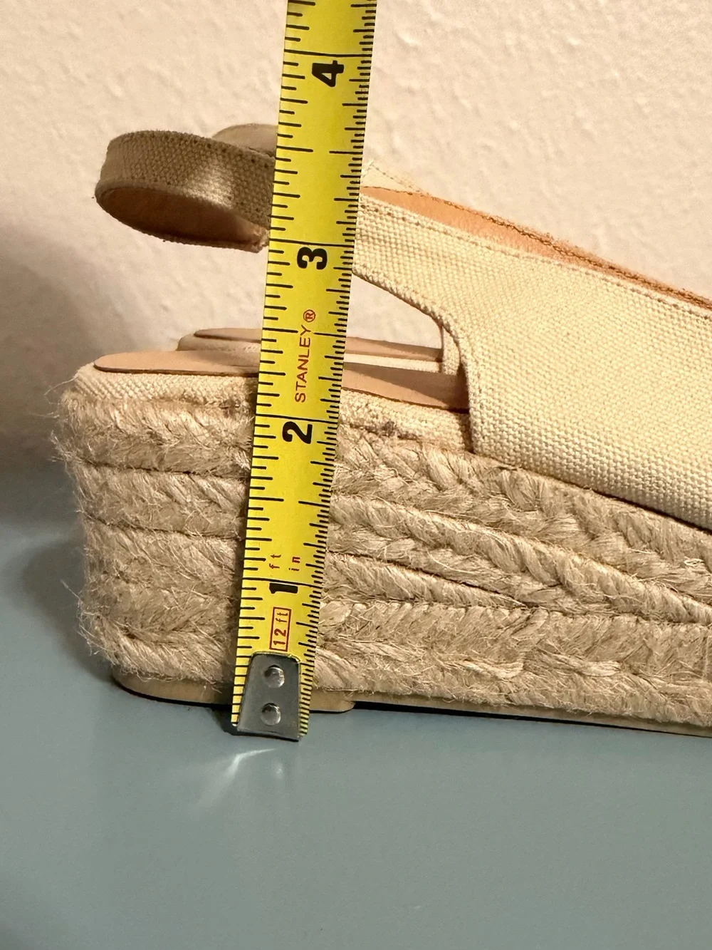 Women’s Cream Canvas Espadrille Slingback 2” Wedge - Size 39